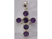 Small Silver Cross with Amethyst-Amethysts