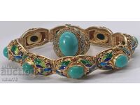 Antique turquoise silver plated bracelet and ring