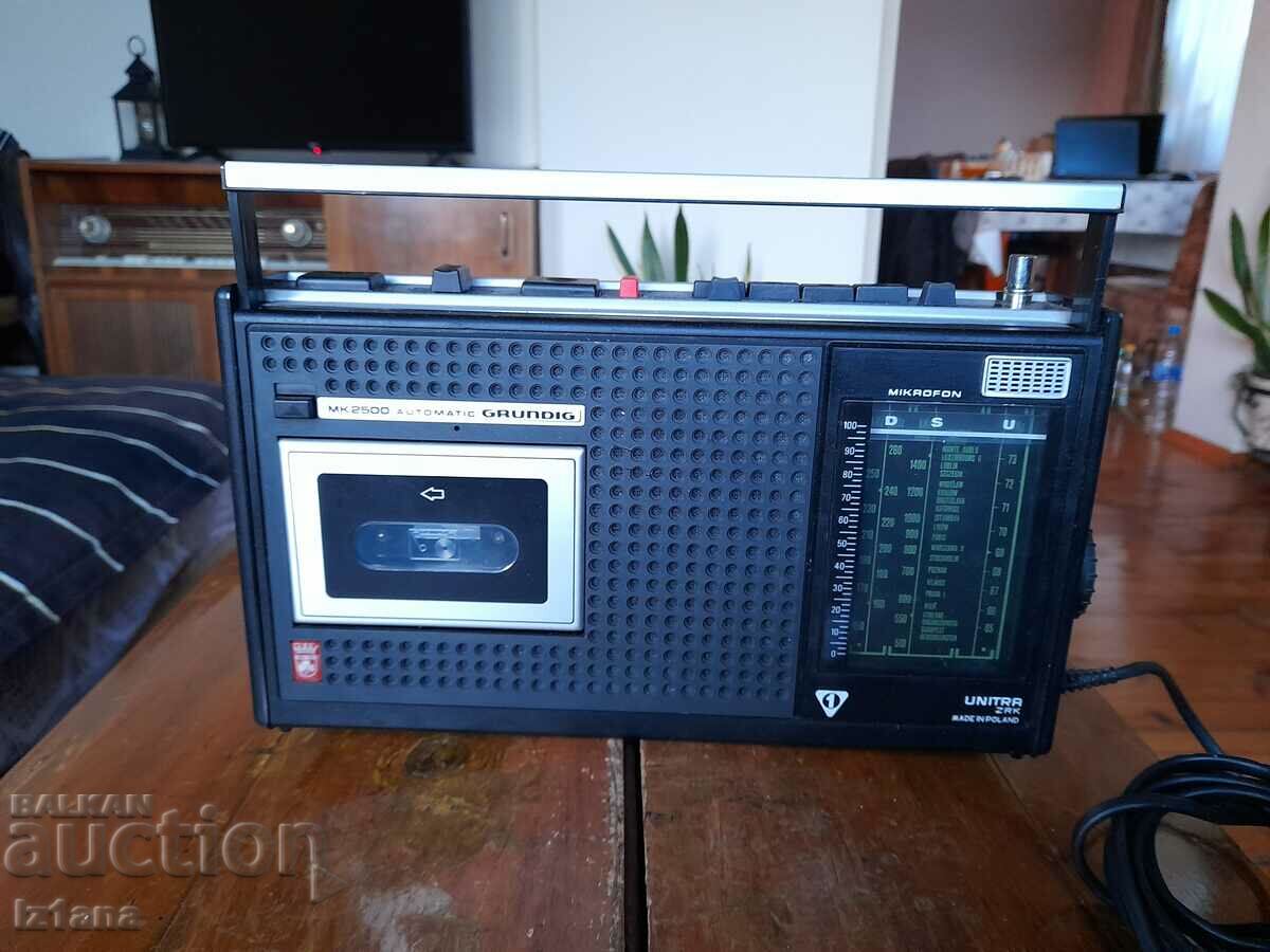 Old radio cassette player Grundig, Unitra