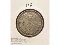 Германия 2 марки 1938г Сребро ! Трети райх !