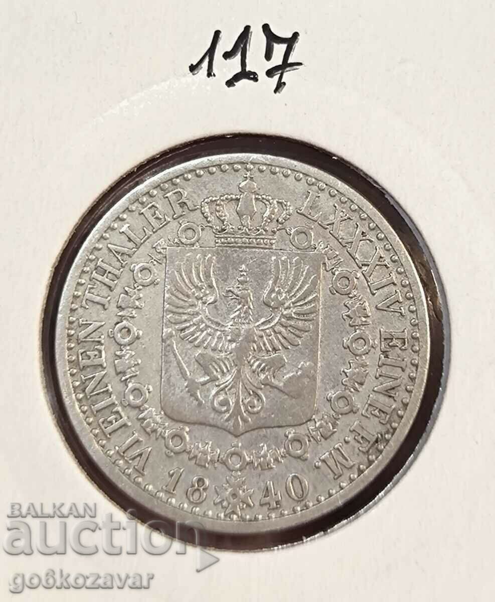 Germania Prusia 1/6 Thaler 1840 Argint de cea mai buna calitate!