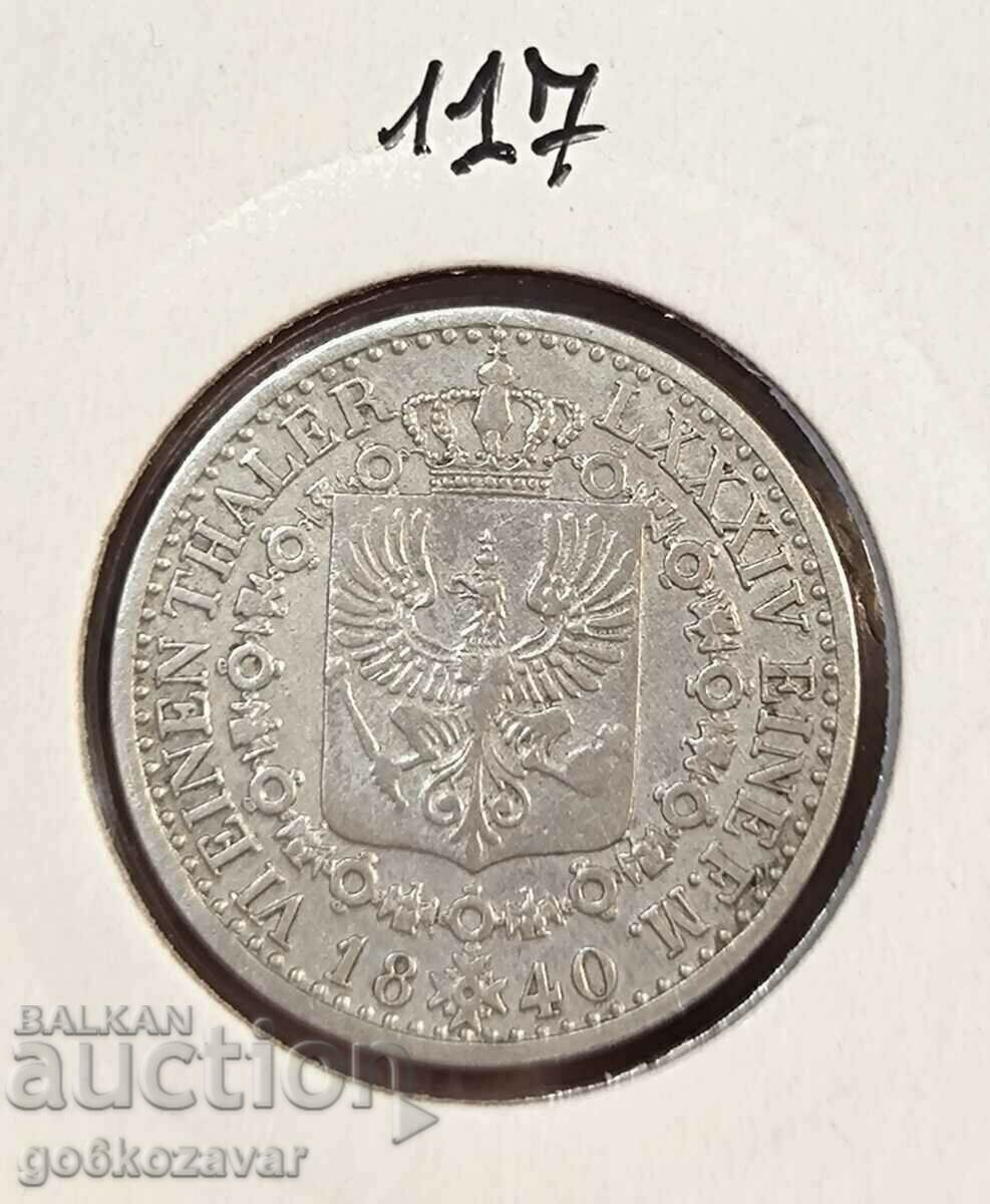 Germany Prussia 1/6 Thaler 1840 Silver top quality!