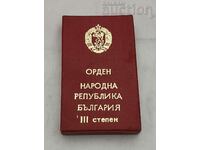 PEOPLE'S REPUBLIC OF BULGARIA III DEGREE ORDER BOX