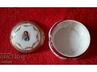 Old Napoleon Bonaparte gilt porcelain jewelry box