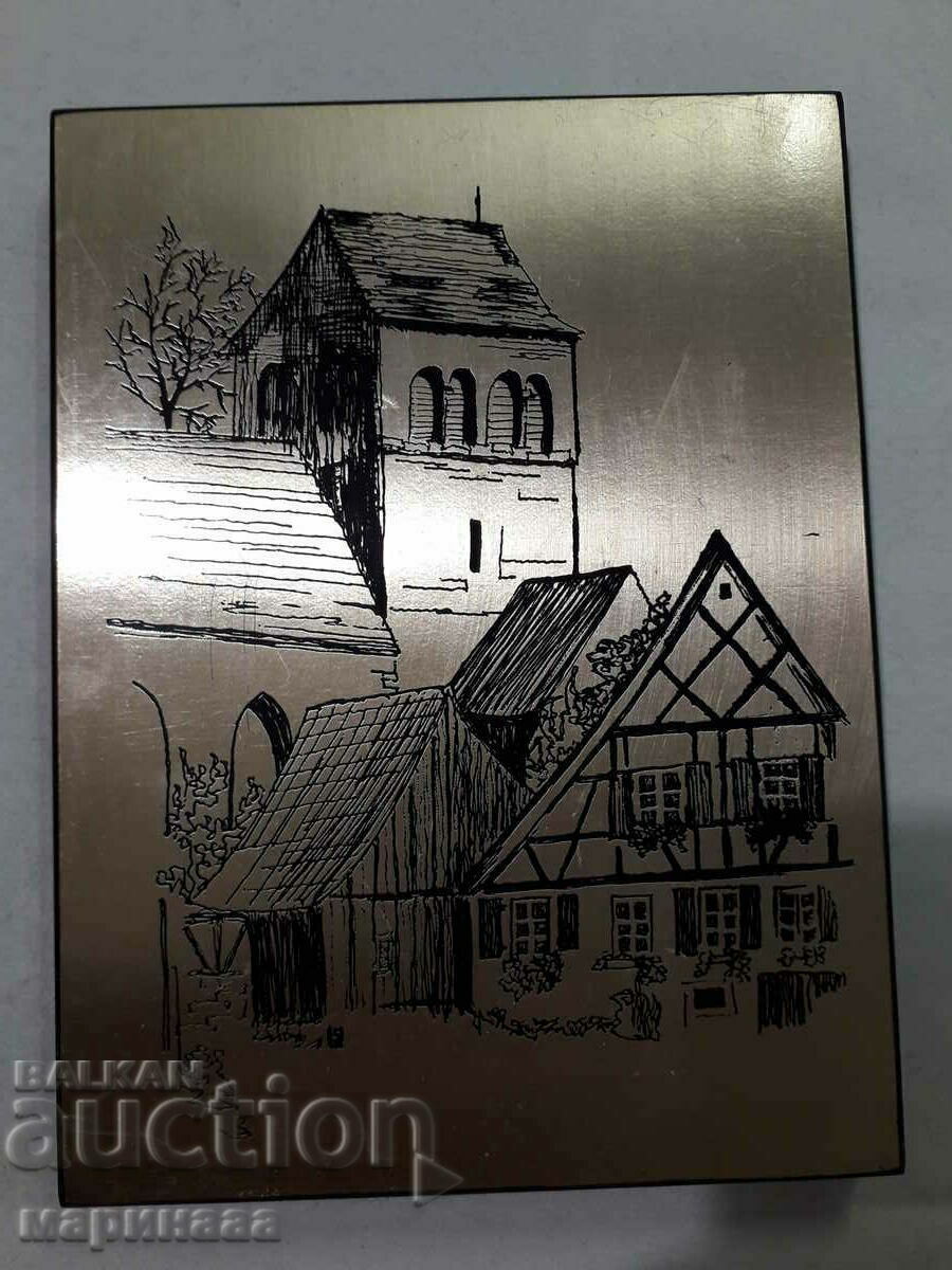 OLD COPPER SILVER PLATED PANEL. AUSTRIA