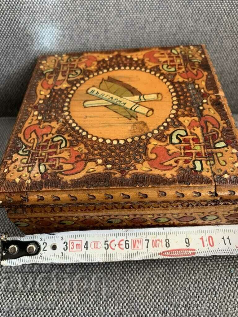 Bulgarian wooden pyrographed ethnic cigarette box-3 with price 8.00 BGN | € 4.09 Bulgarian wooden pyrographed ethnic cigarette box-3 with price 8.00 BGN | € 4.09