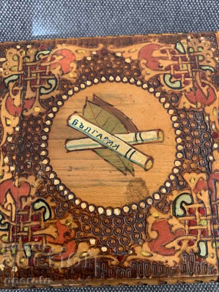 Bulgarian wooden pyrographed ethnic cigarette box-3