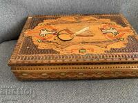 Bulgarian wooden pyrographed ethnic cigarette box-9