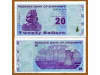 +++ ZIMBABWE 20 DOLARI P 95 2009 UNC +++
