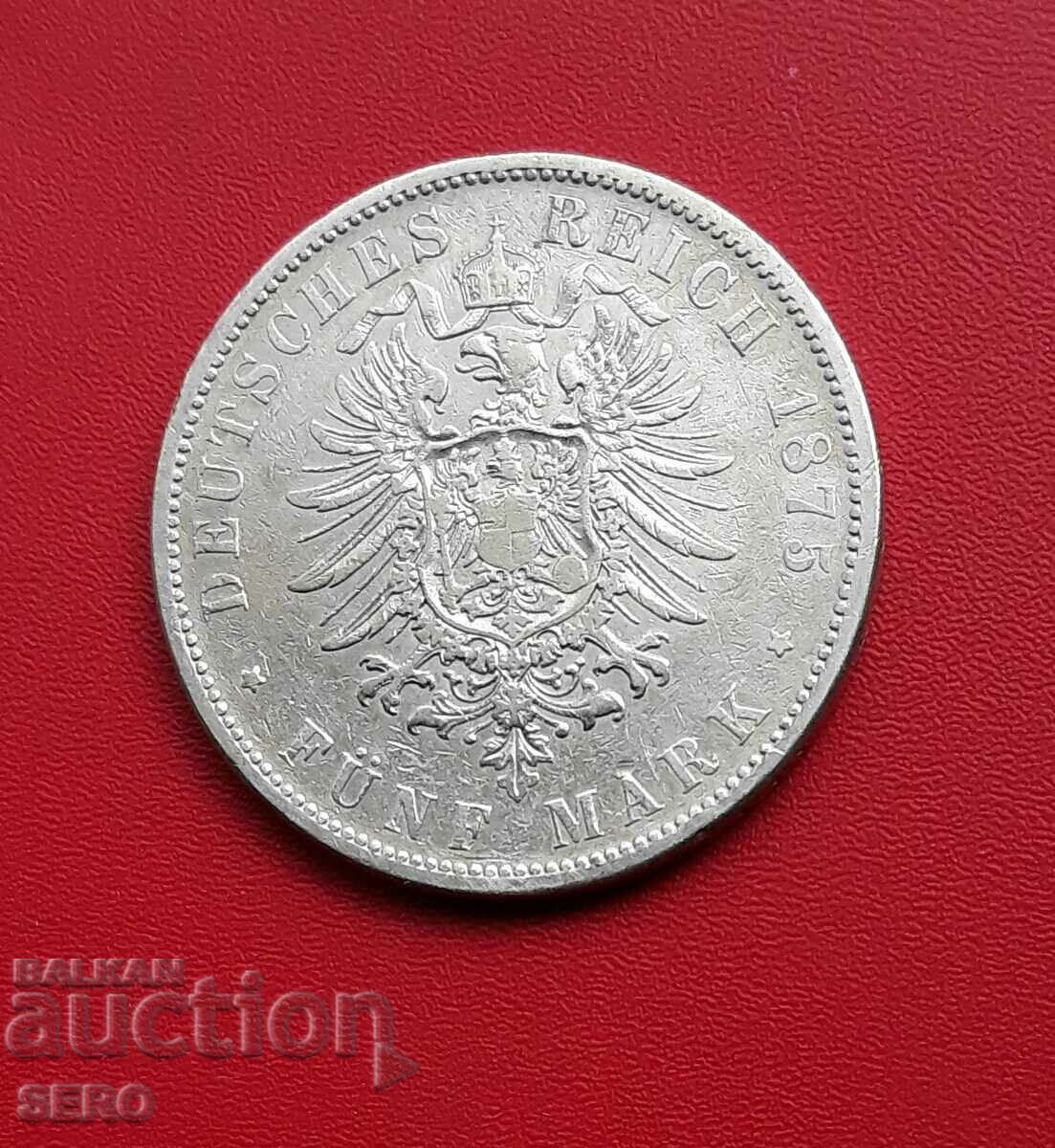 Germany-Prussia-5 Marks 1875 In-Hanover