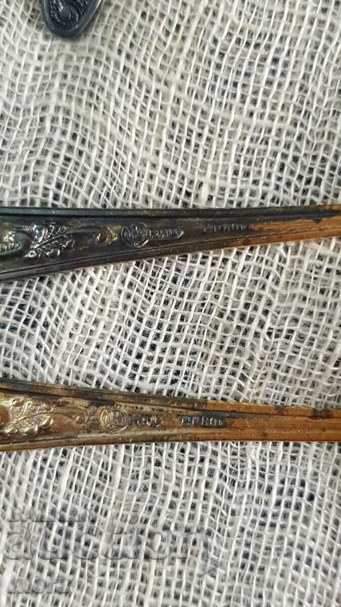 Russian teaspoons with a double thread coating of silver and gold with price 140.00 BGN | € 71.58 Russian teaspoons with a double thread coating of silver and gold with price 140.00 BGN | € 71.58