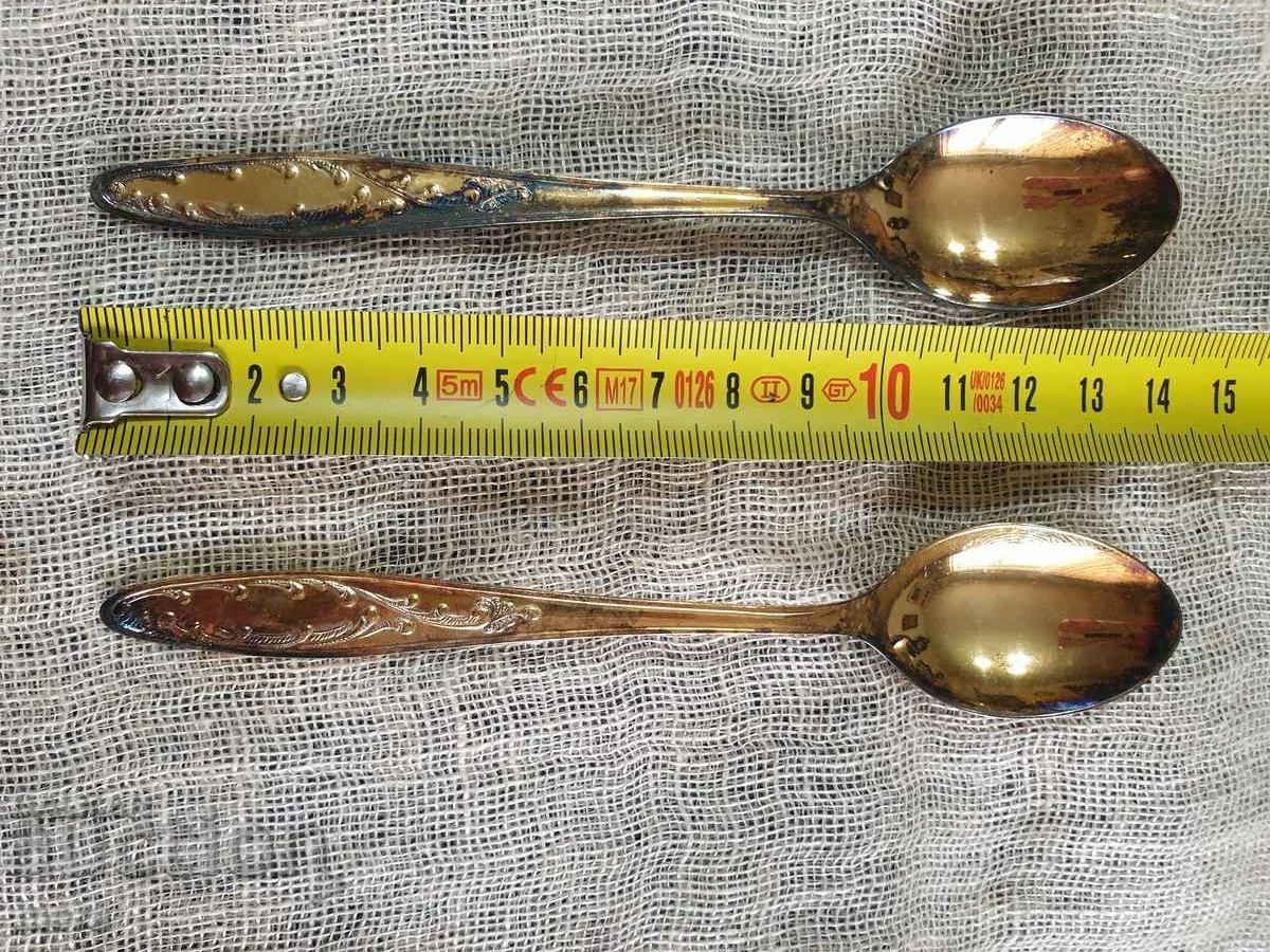 Auction Russian teaspoons with a double thread coating of silver and gold Auction Russian teaspoons with a double thread coating of silver and gold