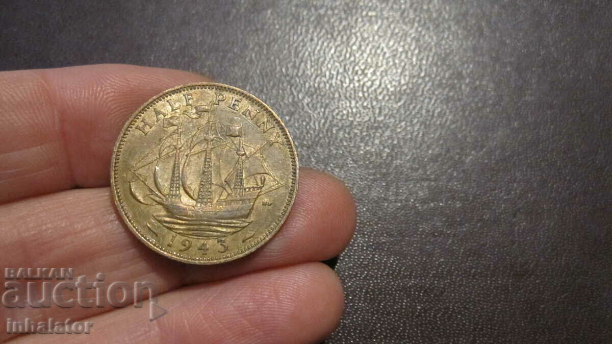 1943 1/2 penny - SHIP