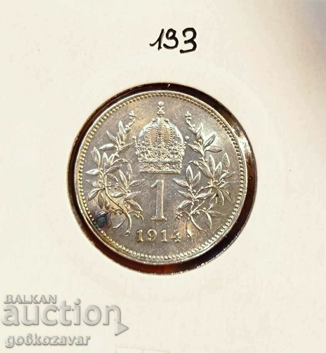 Austria 1 kroner 1914 Silver! UNC! Austria 1 kroner 1914 Silver! UNC!