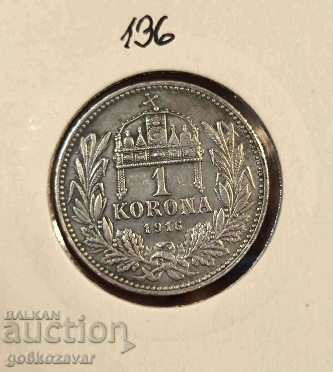 Hungary 1 kroner 1916 Silver ! Rare!