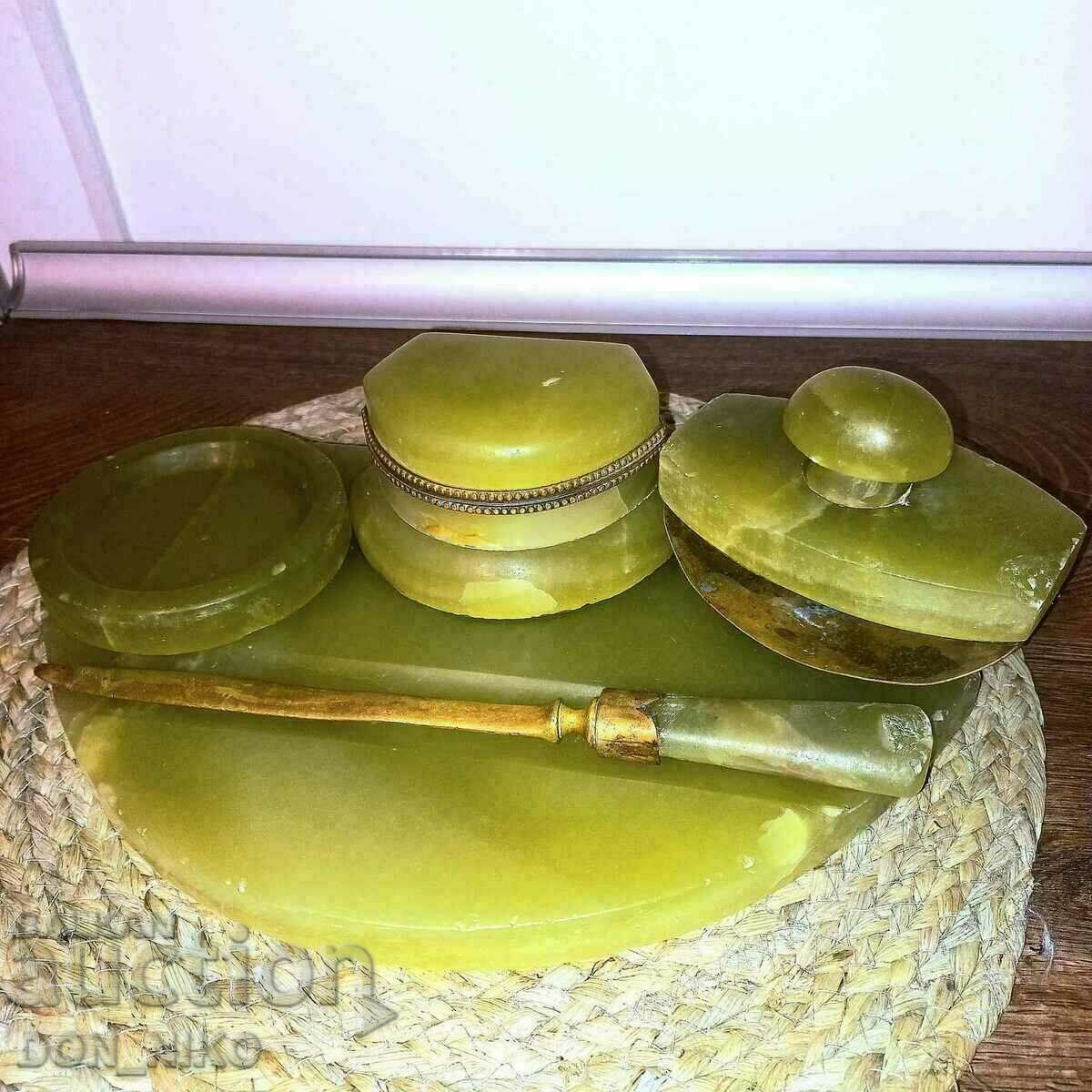 Auction Green Onyx Inkwell, Auction Green Onyx Inkwell,