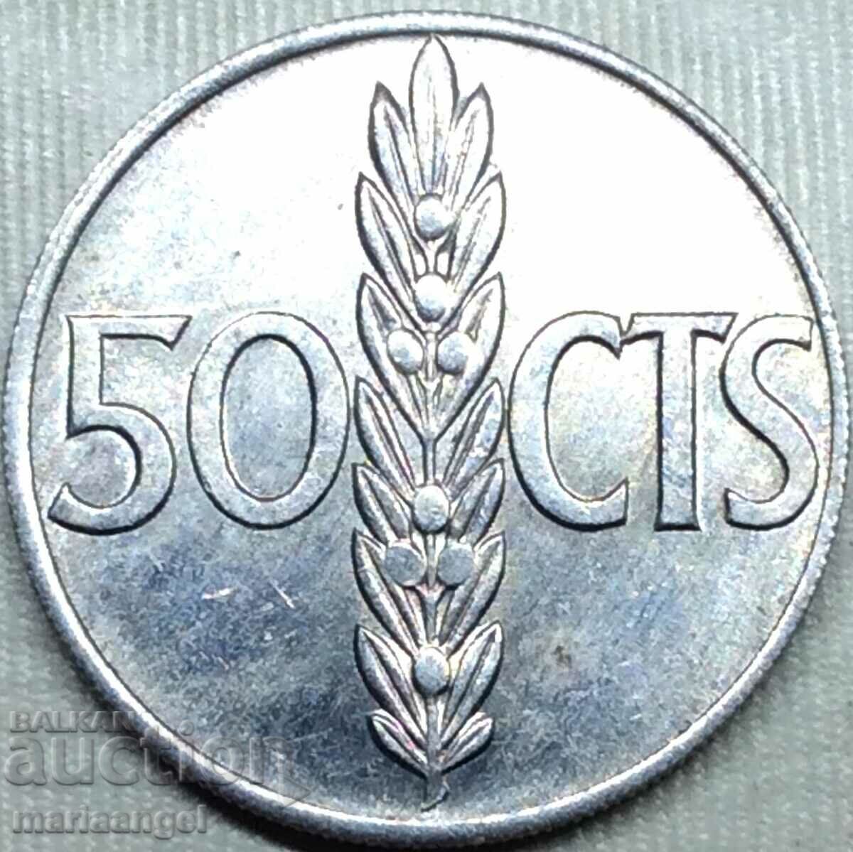 Испания 1966 50 сантима Каудилио Франциско Франко