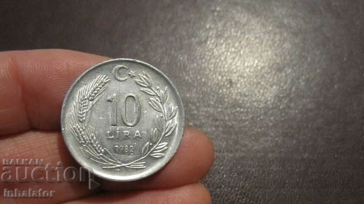1982 anul 10 lire - Turcia - aluminiu