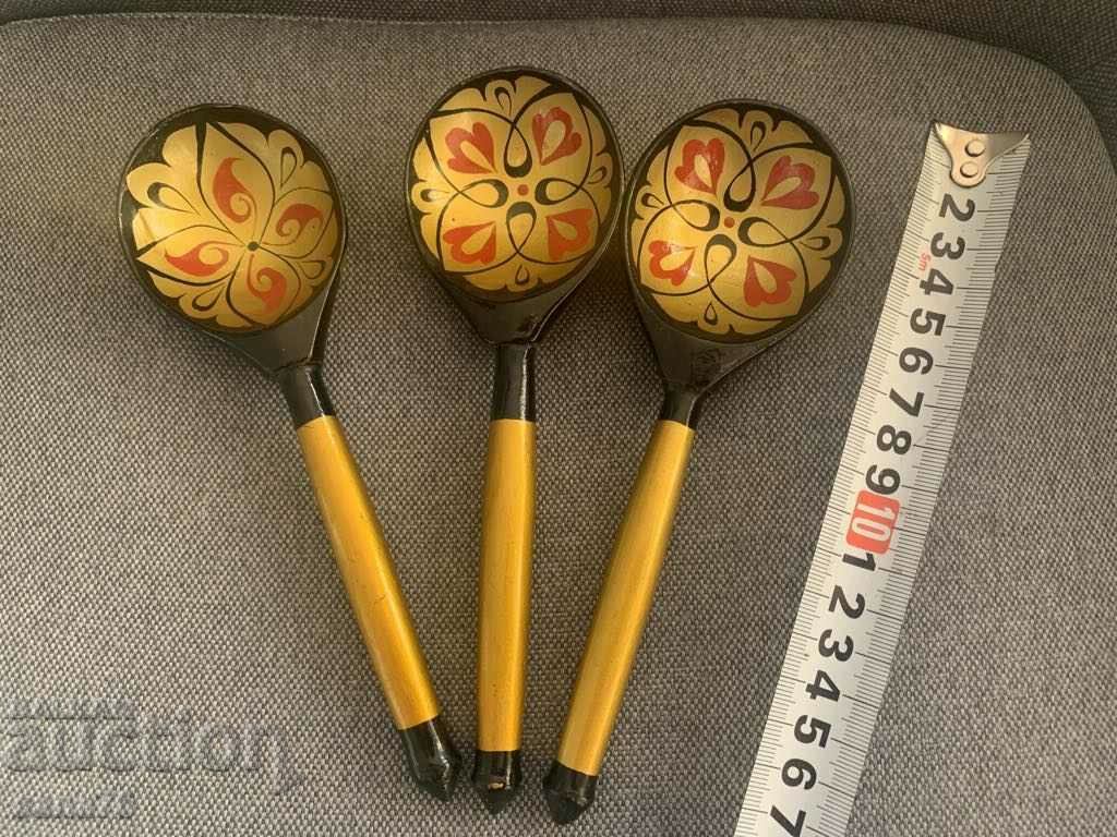 Khokhloma - Lot of beautiful spoons (3 pcs.) - USSR-2 with price 9.00 BGN | € 4.60