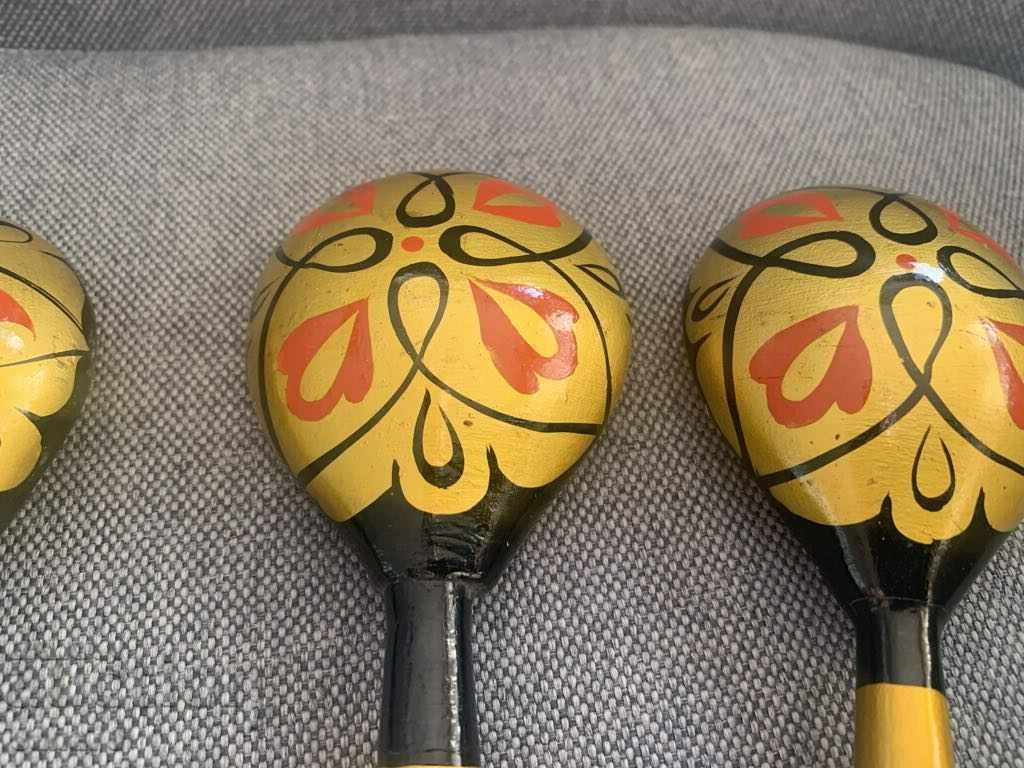 Auction  Khokhloma - Lot of beautiful spoons (3 pcs.) - USSR-2