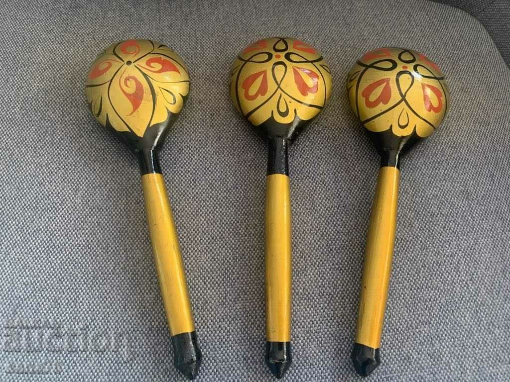Delivery of Khokhloma - Lot of beautiful spoons (3 pcs.) - USSR-2