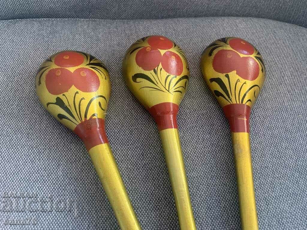 Khokhloma - Lot of beautiful spoons (3 pcs.) - USSR-3 with price 9.00 BGN | € 4.60