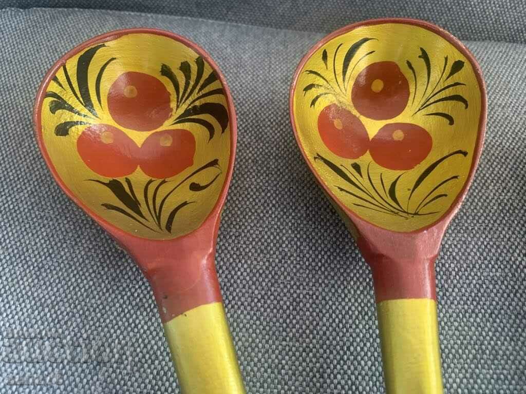 Delivery of Khokhloma - Lot of beautiful spoons (3 pcs.) - USSR-3