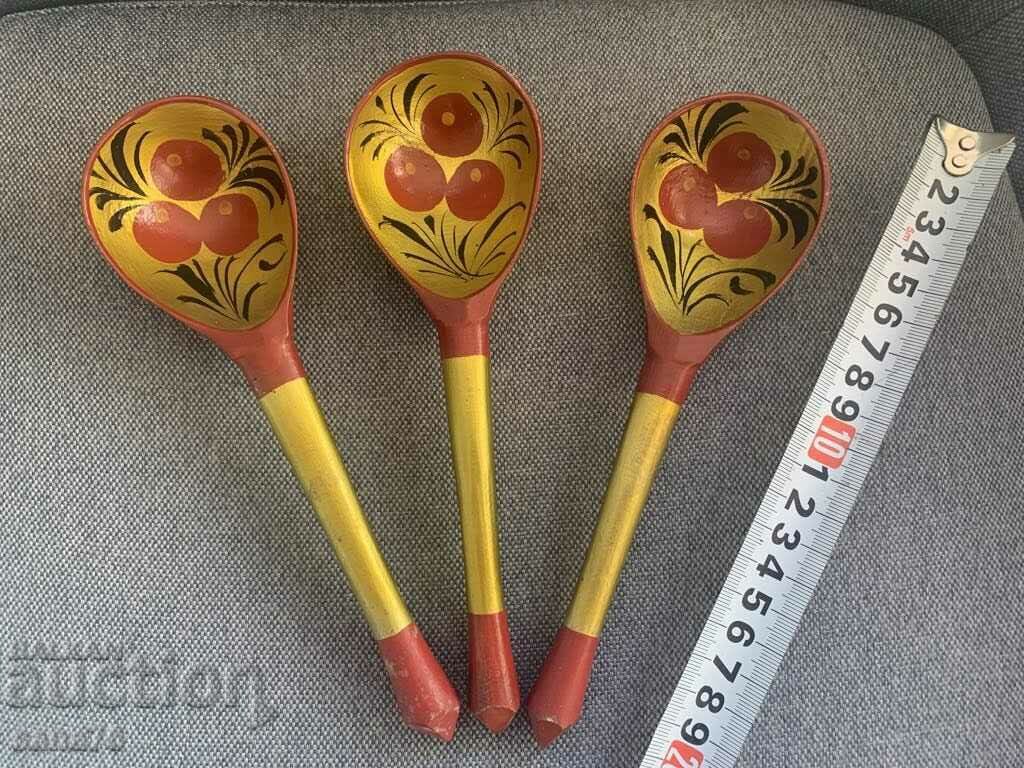 Khokhloma - Lot of beautiful spoons (3 pcs.) - USSR-3