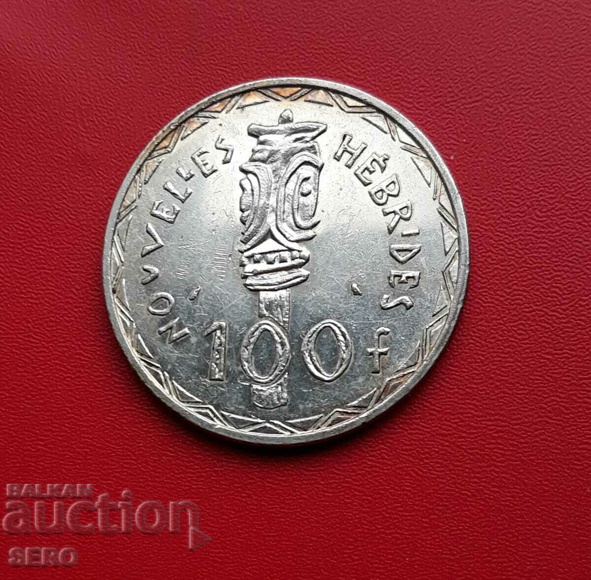 French New Hebrides-100 francs 1966-silver and rare