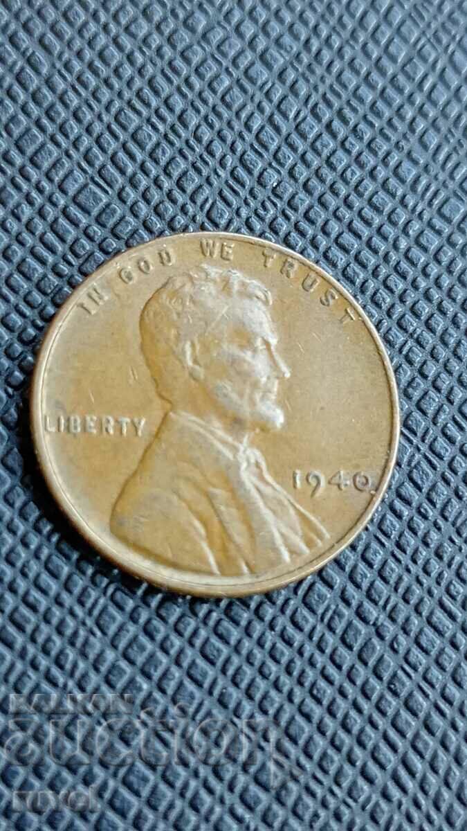 САЩ, 1 цент 1940 г.