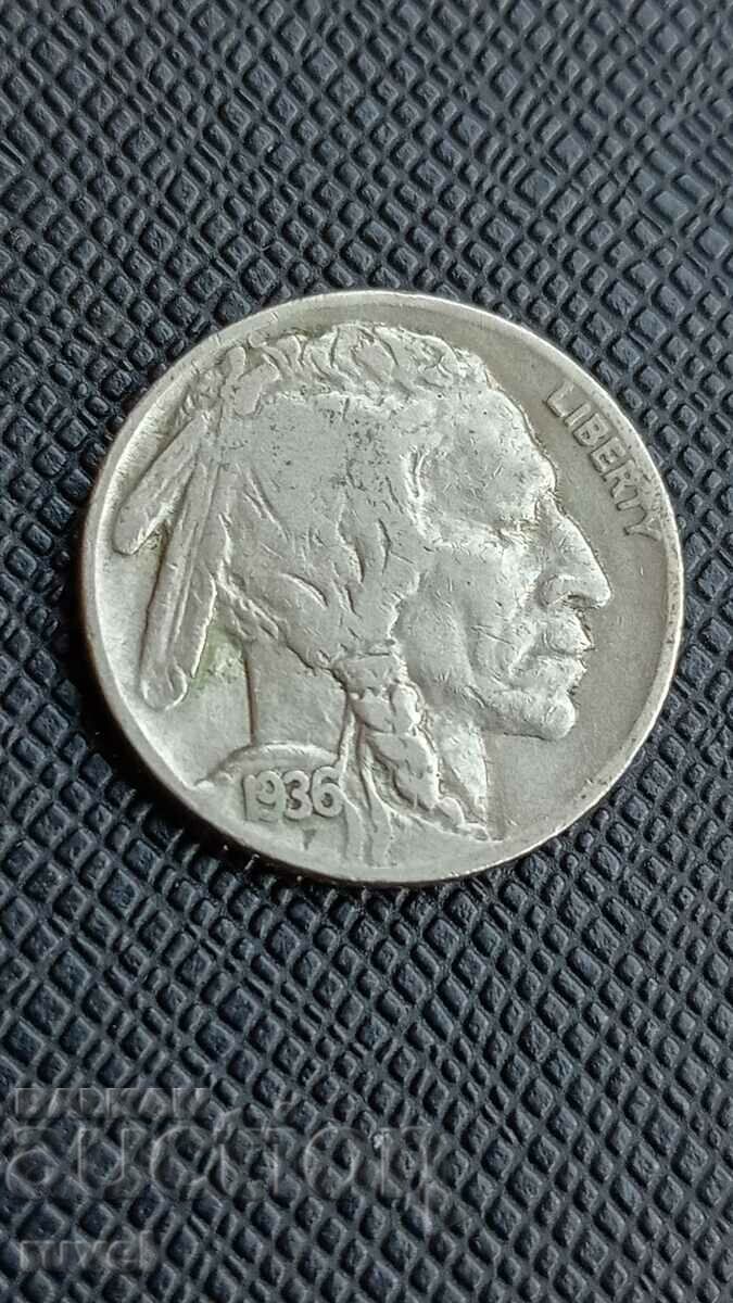 САЩ, 5 цента 1936 г.