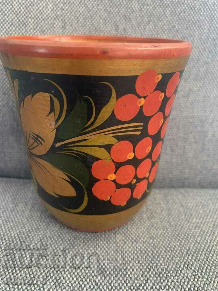 Khokhloma-Beautiful hand painted mug-USSR-1