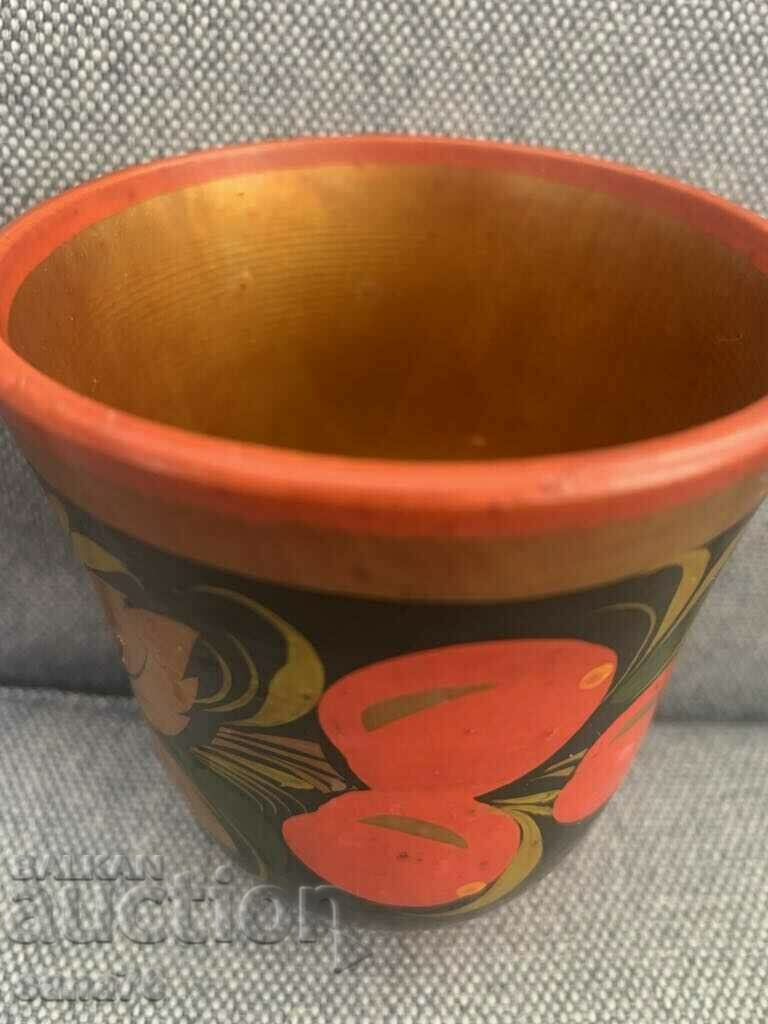 Auction Khokhloma-Beautiful hand-painted cup-USSR-2 Auction Khokhloma-Beautiful hand-painted cup-USSR-2