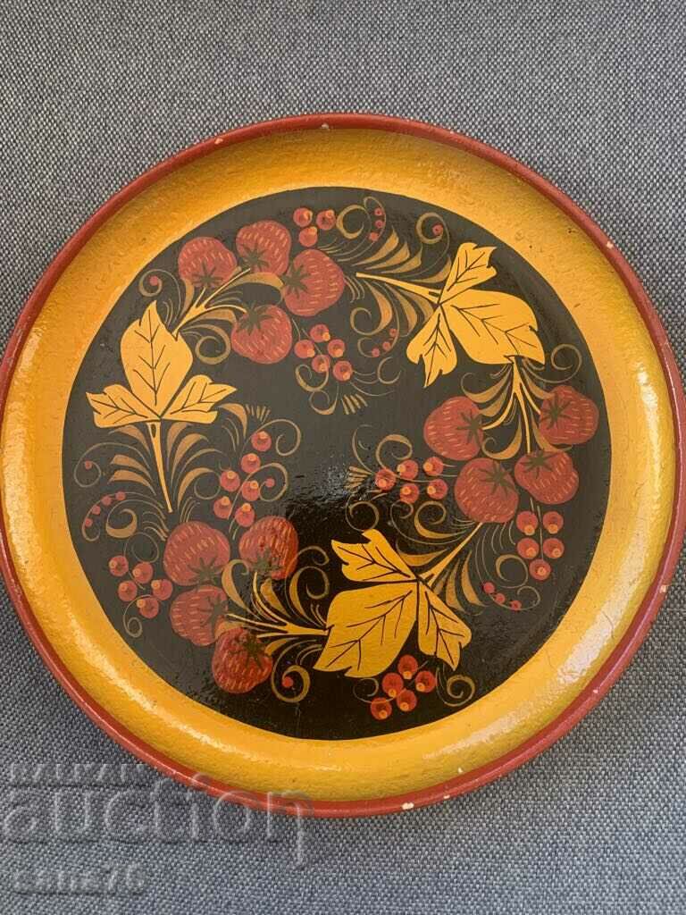 Khokhloma-Beautiful hand painted plate-USSR-2