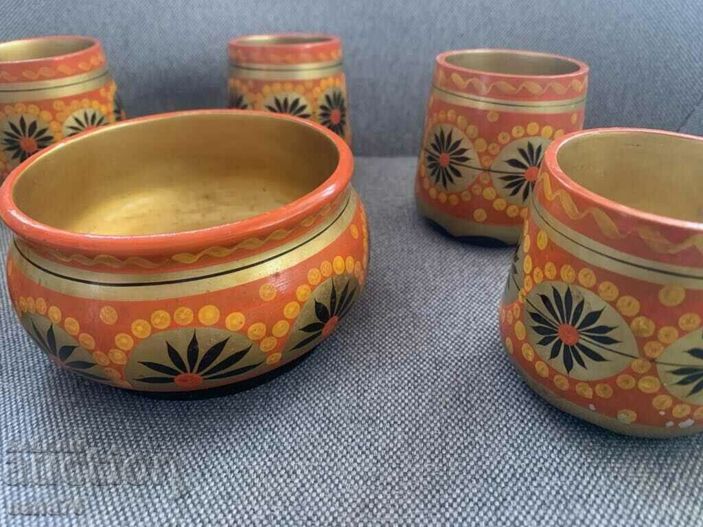 Auction Khokhloma-Beautiful hand-painted service-USSR-2 Auction Khokhloma-Beautiful hand-painted service-USSR-2