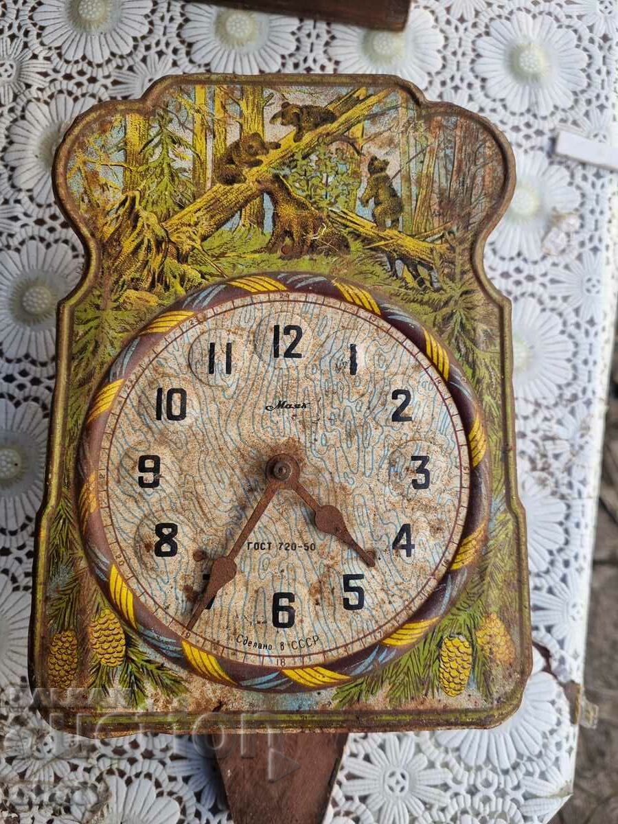 Old Russian clock. Bears. Original