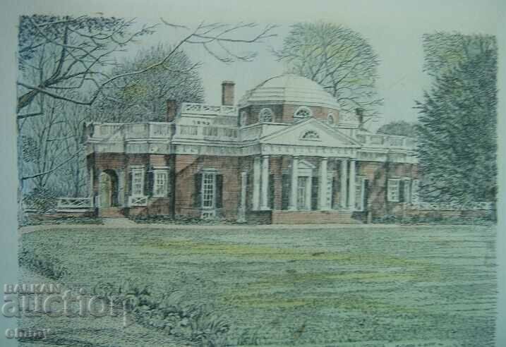Drawing graphic "Monticello Estate of Thomas Jefferson" with price 12.00 BGN | € 6.14 Drawing graphic "Monticello Estate of Thomas Jefferson" with price 12.00 BGN | € 6.14
