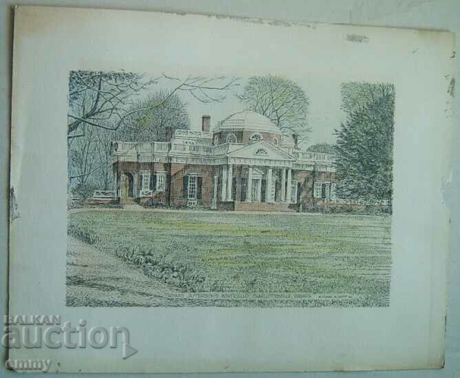 Drawing graphic "Monticello Estate of Thomas Jefferson"