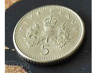 Great Britain 5 pence coin, 1990