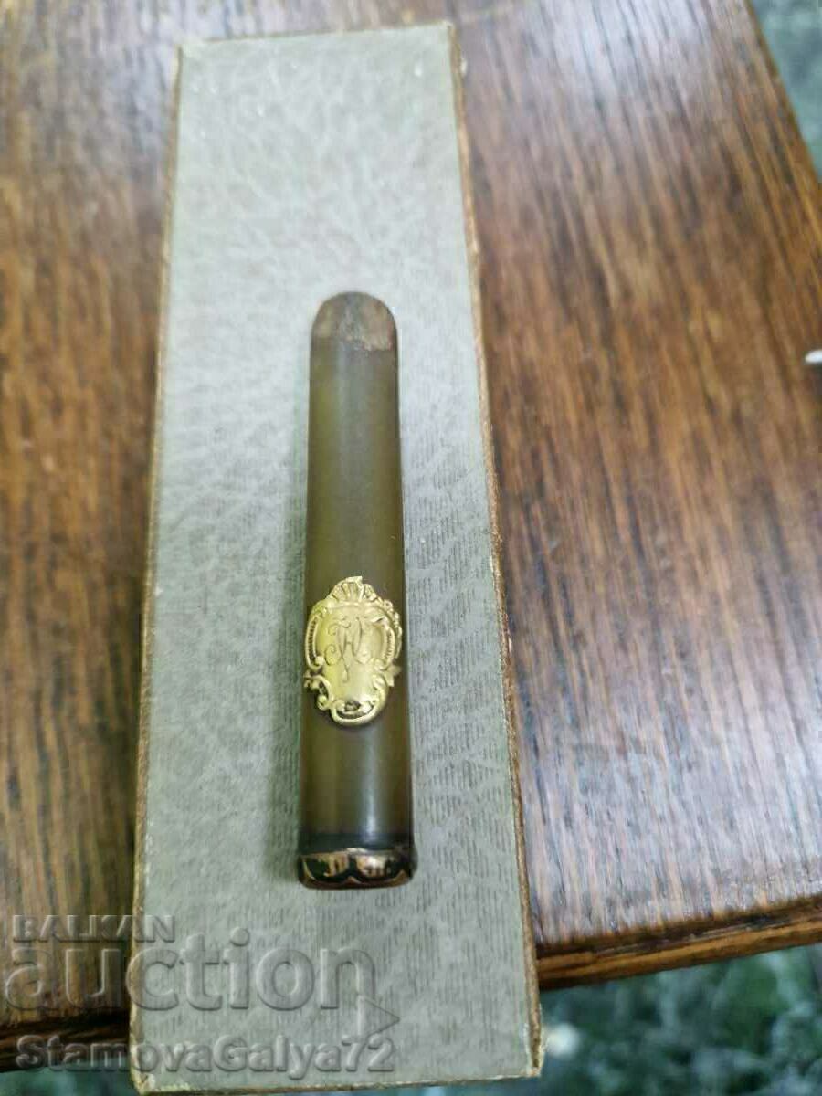 Antique cigarette amber with gold monogram - 5