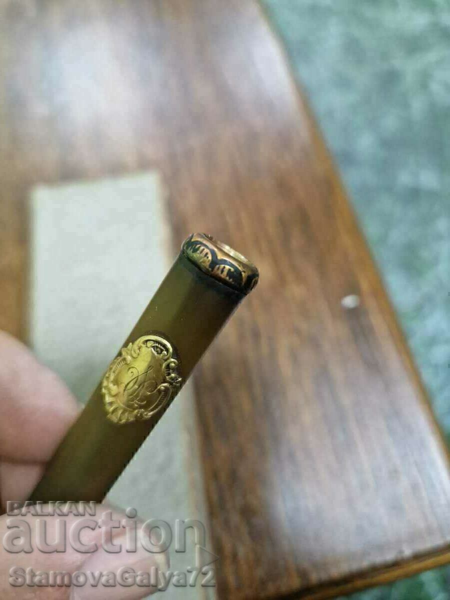 Antique cigarette amber with gold monogram - 6