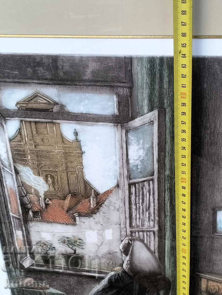 Color etching-print by Albert Geudens - 5 Color etching-print by Albert Geudens - 5