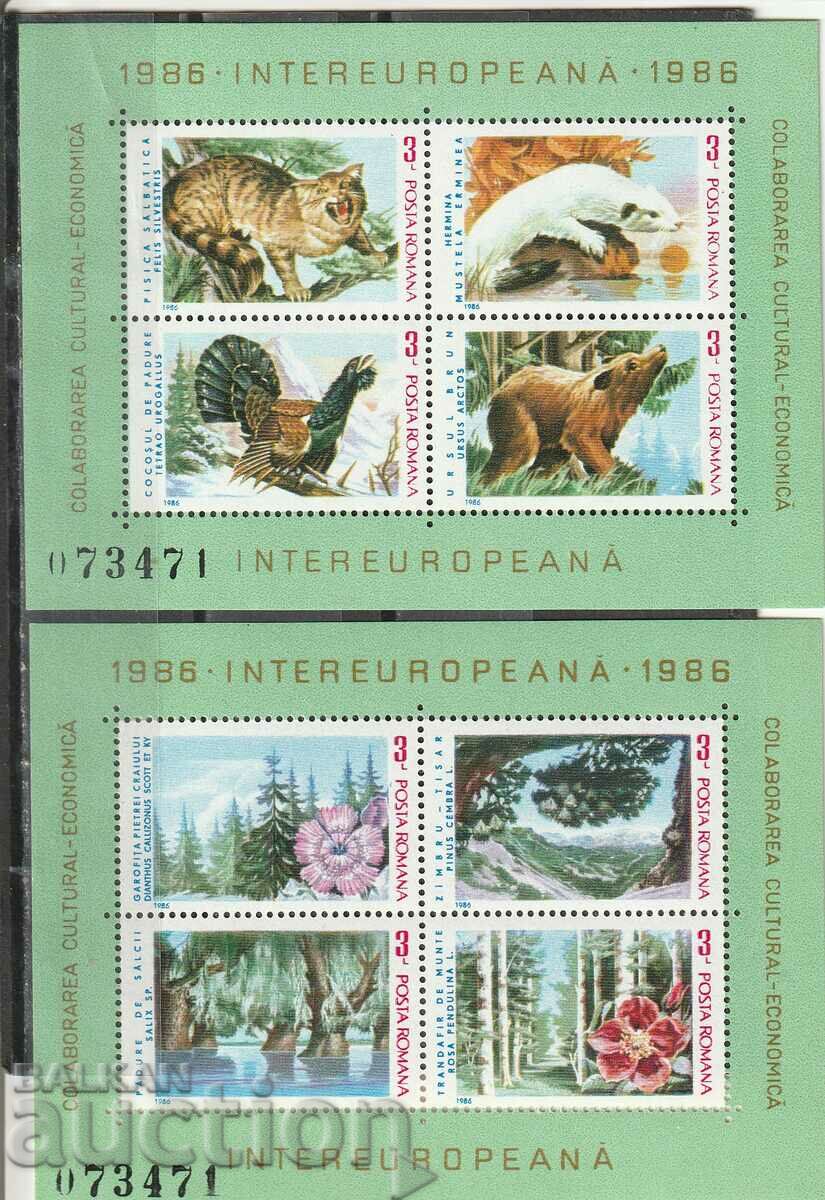 Romania 1986 INTEREUROPE flora, fauna Mi. nr. bl. 223.224
