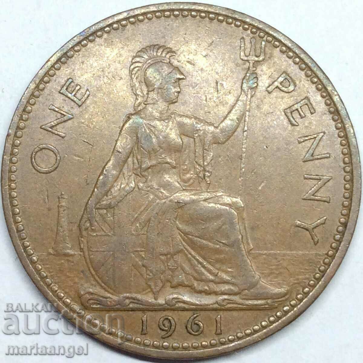 Marea Britanie 1 penny 1961 Elisabeta a II-a 30mm