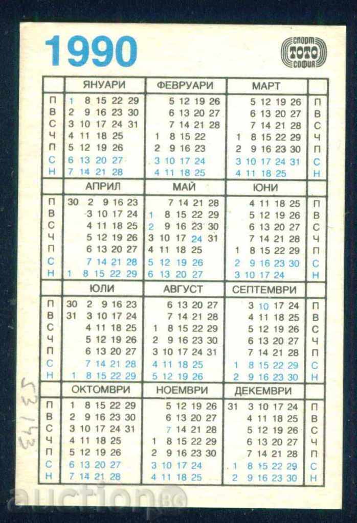 Calendar 1990 SPORT FOOTBALL - SPORT TOTO / 53143 with price 0.99 BGN | € 0.51