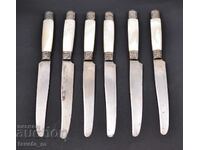 Cutlery 6 pcs. knives, handle of mother of pearl and silver