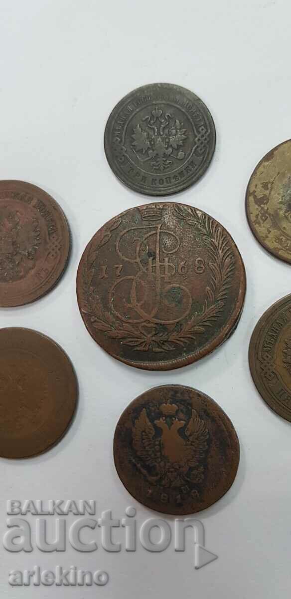 7 pieces Russian royal coins, copper kopeck coin with price 135.00 BGN | € 69.02 7 pieces Russian royal coins, copper kopeck coin with price 135.00 BGN | € 69.02