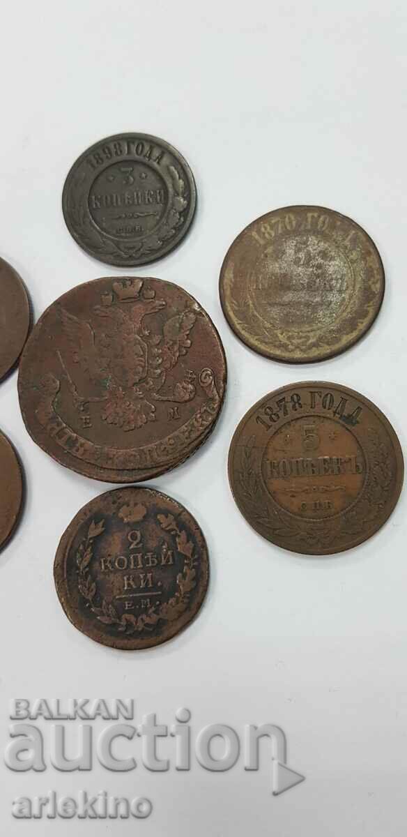 7 pieces Russian royal coins, copper kopeck coin - 7 7 pieces Russian royal coins, copper kopeck coin - 7