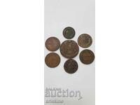 7 pieces Russian royal coins, copper kopeck coin