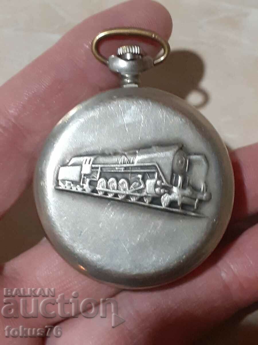 Old Russian pocket watch Lightning with a train with price 99.00 BGN | € 50.62 Old Russian pocket watch Lightning with a train with price 99.00 BGN | € 50.62